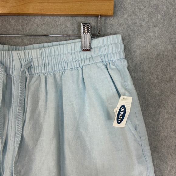 Old Navy Linen Blend Drawstring Shorts Light Blue Mid Rise Womens Sz Medium NWT - Picture 4 of 12